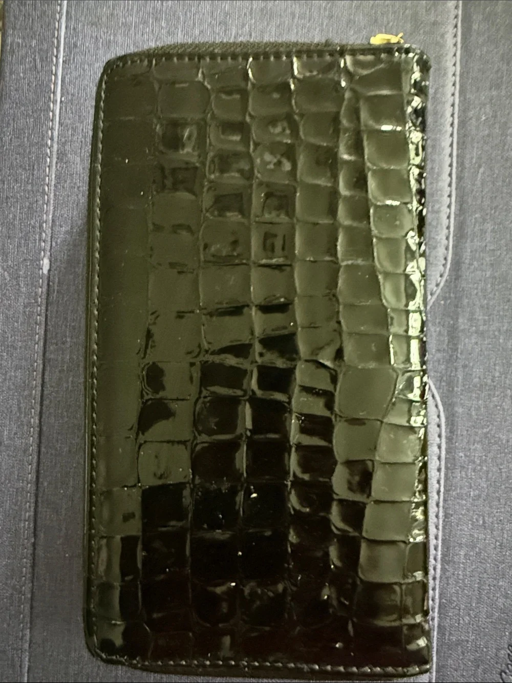 Vintage Patent Zip Around Wallet